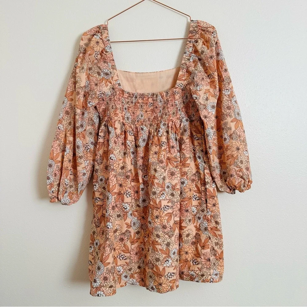 J. Crew Squareneck Cotton Poplin Dress in Zinnia Floral Mini Boho